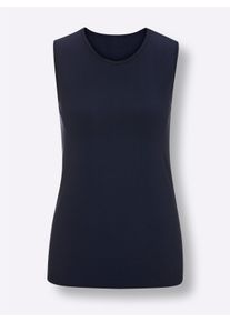 wäschepur Dames Mouwloze top in marine ,maat 38, Witt, 95% Katoen, 5% Elastan