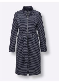 feel good Dames Badjas in marine/wit ,maat 36/38, Witt, 80% Katoen, 20% Polyester