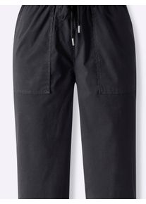 Damen 7/8-Hose mit Rundum-Dehnbund, gerafft in schwarz ,Größe 36, WITT, 98% Baumwolle, 2% Elasthan