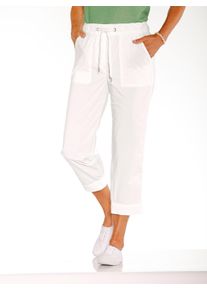 Dames 7/8-broek met comfortband rondom, gerimpeld in ecru ,maat 20, WITT, 98% Katoen, 2% Elastan