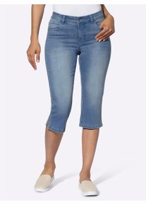 Dames Capri-jeans met korte voetsplitten in blue-bleached ,maat 36, WITT, 98% Katoen, 2% Elastan