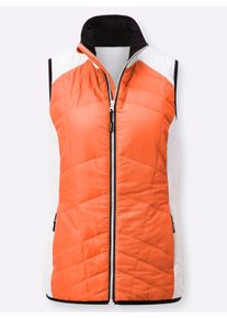 Dames Bodywarmer van microgaren in oranje/ecru ,maat 54, WITT, 100% Polyester. Wattering: 100% Polyester