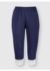 wäschepur Dames Capri-legging in marine ,maat 36/38, Witt, 50% Katoen, 50% Modal