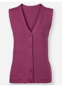 Dames Mouwloos vest met ajourpatroon in heide ,maat 38, WITT, 50% Katoen, 50% Polyacryl