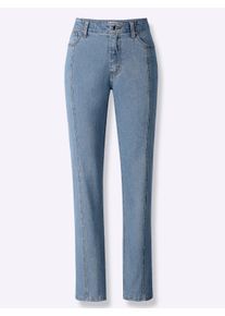 Dames Jeans met hoge band in blue-bleached ,maat 36, WITT, 78% Katoen, 20% Polyester, 2% Elastan