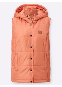 Dames Bodywarmer met capuchon in papaya ,maat 38, WITT, 100% Polyester. Wattering: 100% Polyester