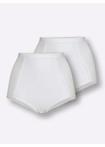 wäschepur Dames Corrigerende slip met hoge taille in wit ,maat 36/38, Witt, 90% Katoen, 10% Elastan