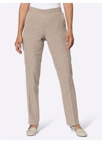 Damen Schlupfhose mit Dehnbund hinten in sesam-meliert + sesam-gestreift ,Gr&ouml;&szlig;e 38, WITT, 100% Polyester