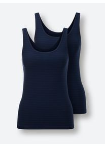 Speidel Dames Mouwloze top in subtiele streepjeslook in marine ,maat 40, Witt, 56% Katoen, 34% Polyamide, 10% Elastan