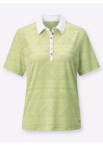 Dames Poloshirt met jacquardpatroon in pistache ,maat 36, WITT, 95% Polyester, 5% Elastan. Geweven stof: 65% Polyester, 35% Katoen