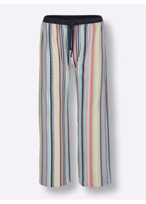 Hajo Dames Pyjama in marine/ecru geprint ,maat 36/38, Witt, 60% Katoen, 40% Polyester