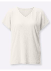 Dames Comfortblouse met V-hals in ecru ,maat 40, Witt, 98% Polyester, 2% Elastan