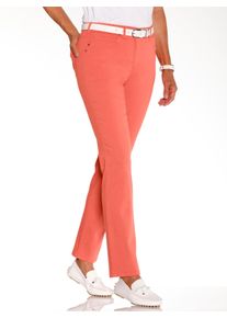 Dames 5-pocketsjeans met sierstuds op de zakken in koraal ,maat 36, WITT, 96% Katoen, 4% Elastan