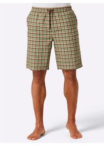 Heren Broek kort in beige/choco geruit ,maat 44/46, Witt, 100% Katoen