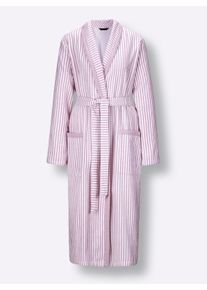 Caw&ouml; Damen Bademantel in ros&eacute;-wei&szlig;-gestreift ,Gr&ouml;&szlig;e 46, Witt, 100% Baumwolle
