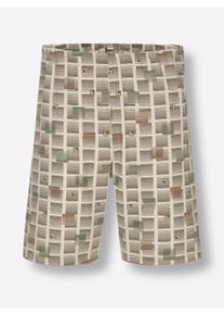 Götting Heren shortama in champagne/olijf bedrukt ,maat 48, Witt, 100% Katoen
