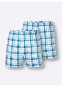 Heren Boxershorts in antraciet/topaas geruit ,maat 5, Witt, 100% Katoen