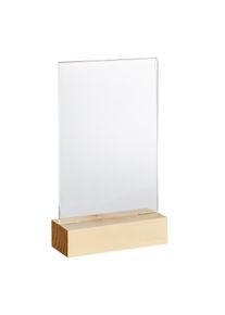 1 Acrylic sign holder with wood base Pine | A6 | Portrait, acrylic (PMMA)