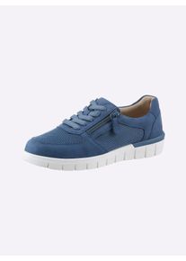 Caprice Dames Sneaker in middenblauw ,maat 37, Witt, 60% Suède, 40% Textiel