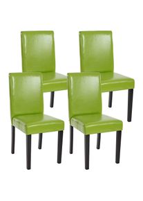 4er-Set Esszimmerstuhl Stuhl K&uuml;chenstuhl Littau ~ Kunstleder, gr&uuml;n, dunkle Beine