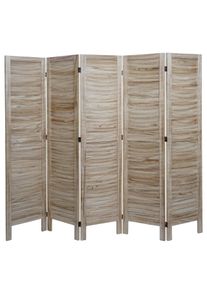 Paravent HWC-G30, Trennwand Sichtschutz Raumteiler, Shabby-Look 170x200cm ~ hellbraun