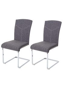 2er-Set Esszimmerstuhl HWC-F36, Freischwinger K&uuml;chenstuhl Konferenzstuhl ~ Stoff/Textil, grau