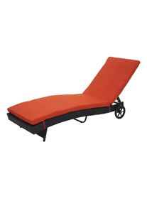 Sonnenliege HWC-D80, Gartenliege Relaxliege Liege, Poly-Rattan ~ anthrazit, Kissen terracotta