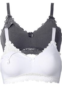 Lot de 2 soutiens-gorge d'allaitement sans armatures avec coton - gris - taille 100C avec coton - bonprix
