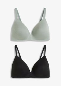 Lot de 2 soutiens-gorge à coques et sans armatures en matière douce - noir - taille 105B - Modal - bonprix