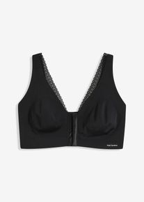 bonprix Mujer, Sujetador Feel Comfort con corte láser sin aros con cierre frontal, negro, 36/38