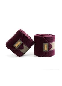 Equestrian Stockholm Bandages Crystal Merlot Gold, Fleece Bandages, Set of 4