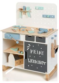 Musterkind® Spielwerkbank »Fagus, Weiß/Natur« beige, Große Werkbank »Fagus, weiß/natur« mit Werkzeug