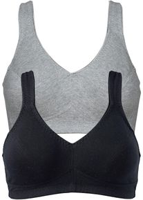 BH ohne Bügel mit Bio-Baumwolle (2er Pack), grau, Größe 95B, mit Baumwolle, bonprix