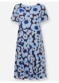 Dames Jurk met print in bloemdessin in lichtblauw/koningsblauw bedrukt ,maat 40, WITT, 100% Polyester