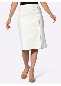 Dames Comfortrok met verstevigde band in ecru ,maat 36, WITT, 74% Viscose, 23% Polyamide, 3% Elastan