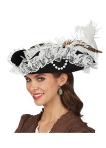 Czarno-biały kapelusz retro tricorn
