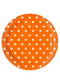 Procos Assiette en carton 8 Mix Patterns points orange 23cm