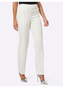 Dames Broek met persplooien en met comfortband achter in ecru ,maat 18, WITT, 63% Lyocell, 37% Polyester