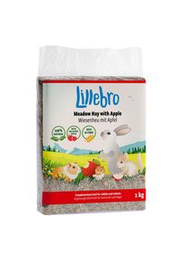 Heno de prado Lillebro para roedores y conejos.- 1 kg heno de prado con manzana silvestre