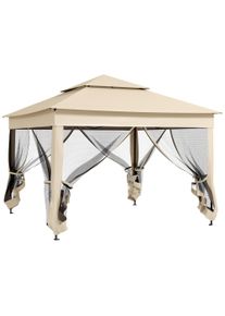 Outsunny 3 x 3(m) Pop Up Gazebo, Double-roof Garden Tent with Netting and Carry Bag, Party Event Shelter for Outdoor Patio, Cream White | Aosom Ireland