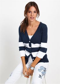 Gilet rayé en maille de coton - bleu - taille 58/60 (3XL) avec coton - bonprix