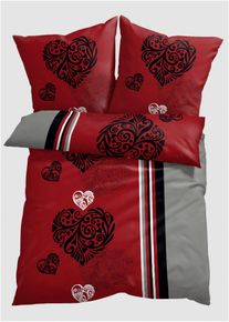 Parure de lit motifs cœurs - rouge - taille 135x200 cm avec coton - bonprix