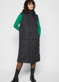 Longue doudoune sans manches &agrave; capuche et fentes lat&eacute;rales - noir - taille 48 - bonprix