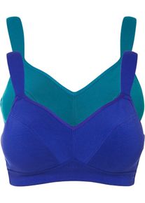 Lot de 2 soutiens-gorge coton sans armatures - bleu - taille 125B avec coton - bonprix