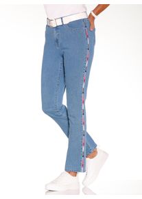 Dames Stretchjeans met borduurwerk opzij in blue-bleached ,maat 36, WITT, 79% Katoen, 19% Polyester, 2% Elastan