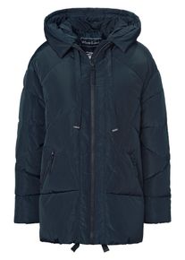WHITE LABEL - Gewatteerd jack met capuchon, blauw, Maat 36, synthetische vezel