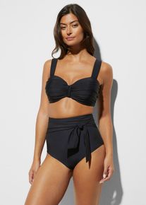 Slip a vita alta per bikini con cintura da annodare e effetto modellante forte, Nero, Taglia 50, bonprix