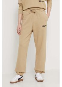Karl Lagerfeld Jeans pantaloni de trening culoarea bej, cu imprimeu