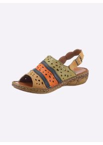 Dames Sandaal in meerkleurige look in groen/oranje ,maat 36, Witt, 100% Glad leer