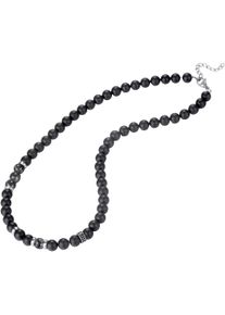 Kingka Perlenkette »Schmuck Geschenk Edelstahl Halsschmuck Halskette, OLN-682SBK-AGTQ«, mit Obsidian - mit Muschelperle